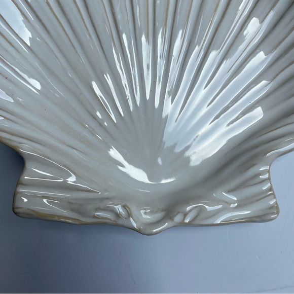 Scallop Shell Plate Trinket Dish 7.5” Ceramic Ivory Realistic Candy Decor New - Picture 10 of 16